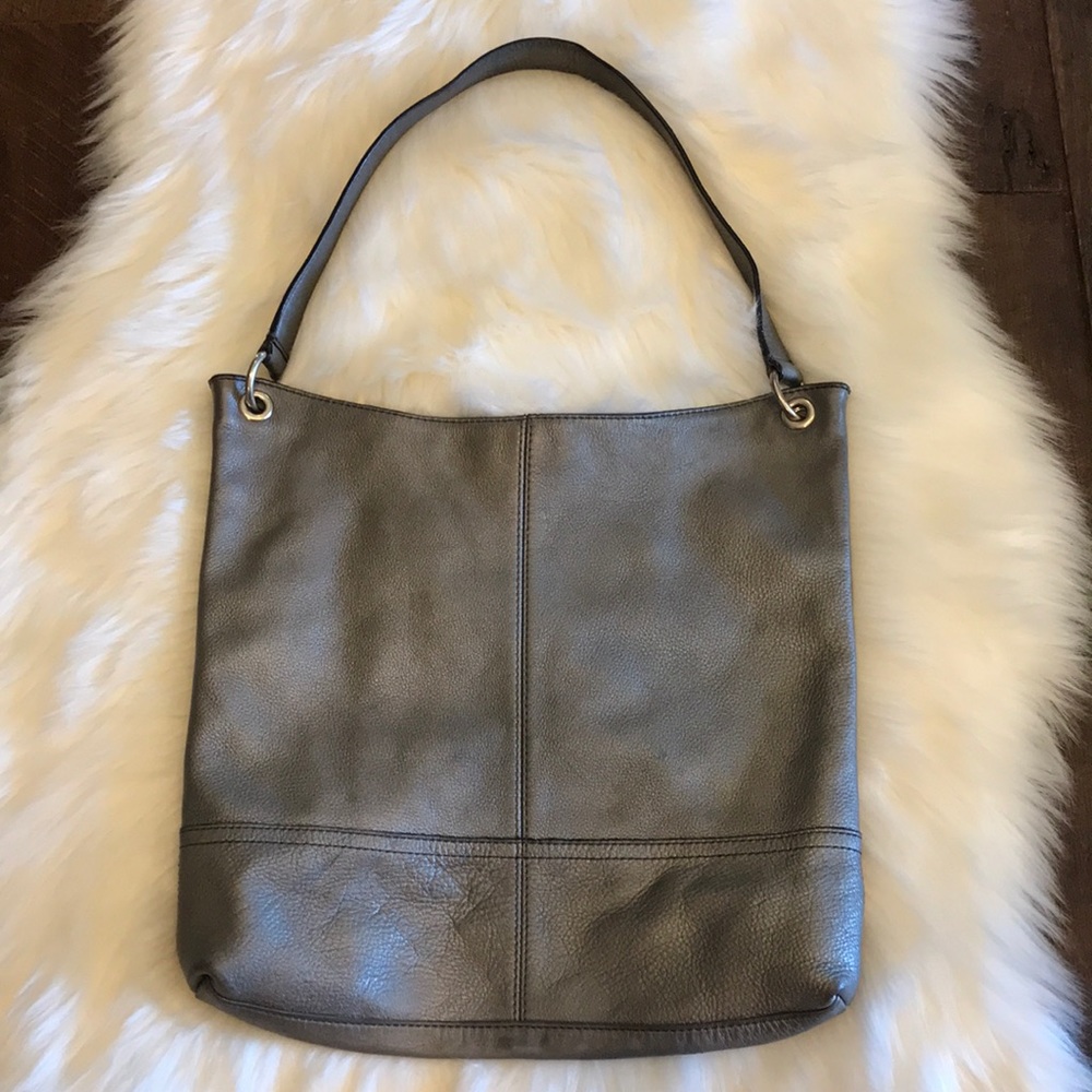 Banana Republic grey/silver Leather Shoulder Bag